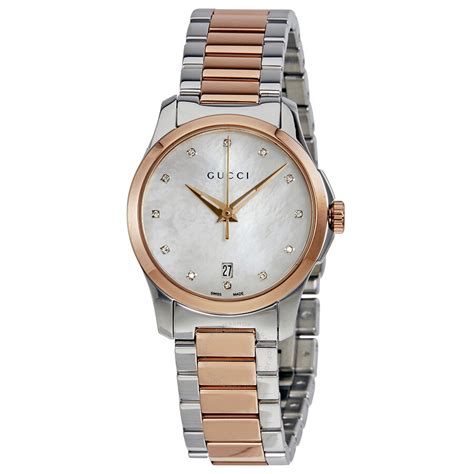 gucci g-gucci mother of pearl dial ladies watch|Gucci mystic cat watch.